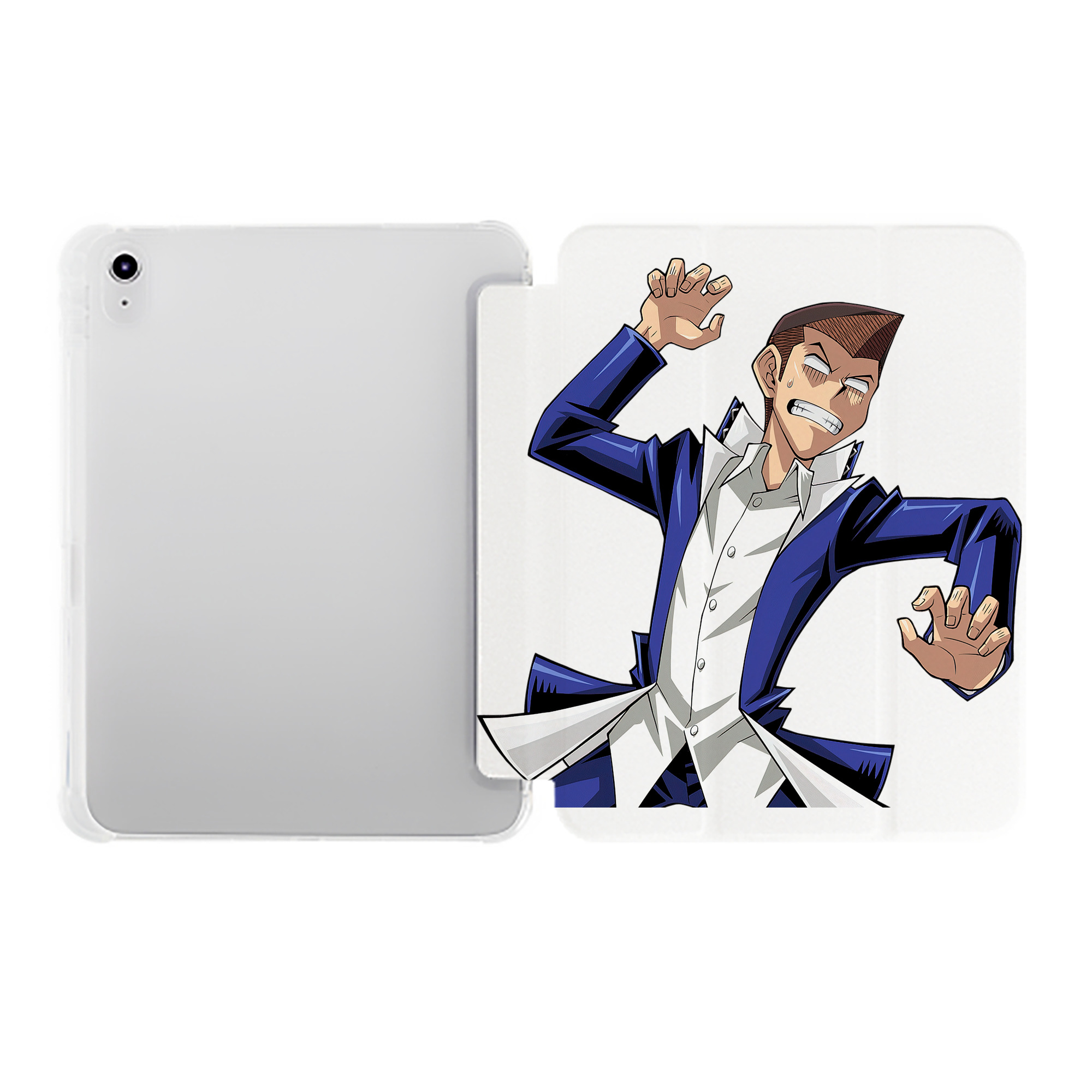 （画像用） 遊☆戯☆王 Yu-Gi-Oh! IPad ケース ペン収納付き 三つ折りスタンド PUレザー×シリコン 対応機種9.5/10.5/10.9インチ